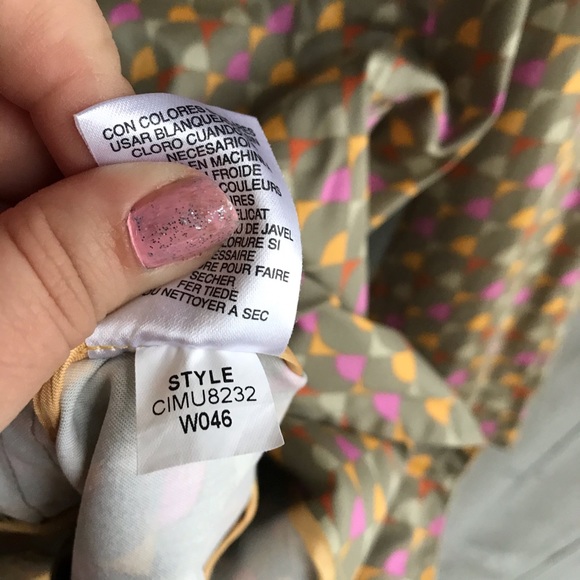 Sigrid Olsen Beige Jacket with Pink and Yellow Geometric Print - Picture 3 of 6